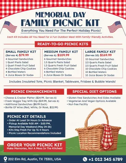 Memorial Day Family Picnic Kit Flyer Template