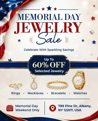 Memorial Day Jewelry Sale Discount Flyer Template