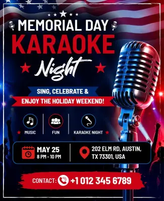 Memorial Day Karaoke Night Event Flyer Template