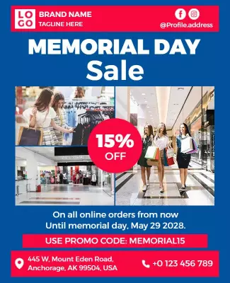 Memorial Day Shopping Sale Flyer Template