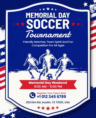 Memorial Day Soccer Tournament Flyer Template