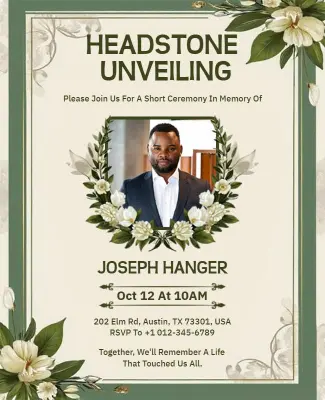 Customizable Tombstone Unveiling Flyer Templates for Memorials