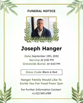 Memorial Service Announcement Flyer Template