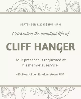 Soft Floral Memorial Service Tribute Flyer Template
