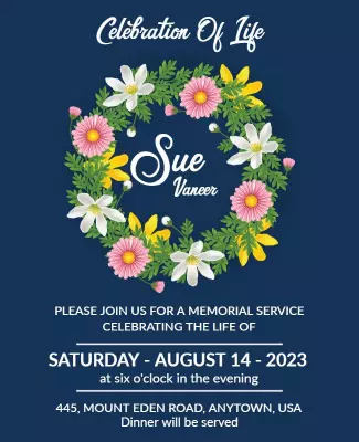 Floral Elegant Celebration of Life Memorial Service Flyer Template