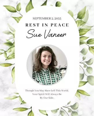 Peaceful Green Floral Memorial Tribute Flyer Template