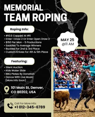 Memorial Team Roping Event Flyer Template