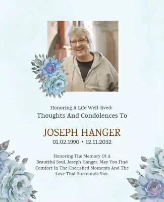 Soft Blue Floral Tribute Memorial Service Flyer Template