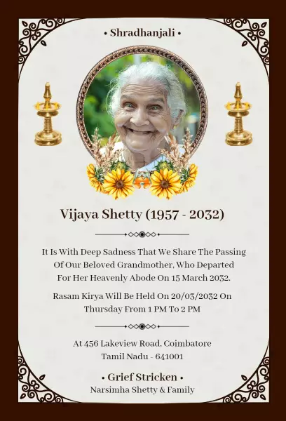 Memorial Tribute for Beloved Grandmother Invitation Template
