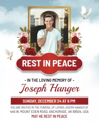 Serene Floral Tribute Memorial Service Flyer Template
