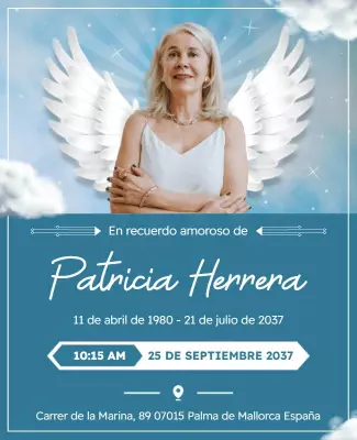 Memorial Tribute Service Flyer with Angel Wings Template