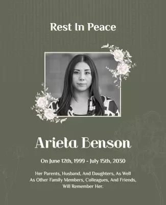 Memorial Tribute with Floral Accents Flyer Template