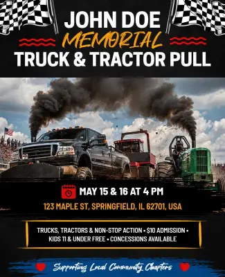 Memorial Truck and Tractor Pull Event Flyer Template