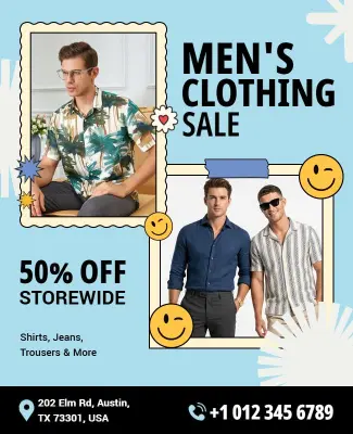 Men's Clothing Store Sale Poster Template