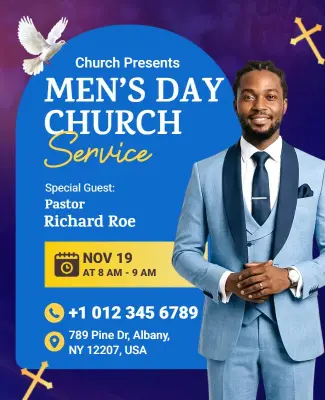 Men's Day Church Service Event Poster Template