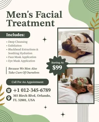 Mens Facial Treatment Services Advertisement Poster Template