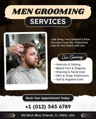 Men's Grooming and Styling Services Flyer Template