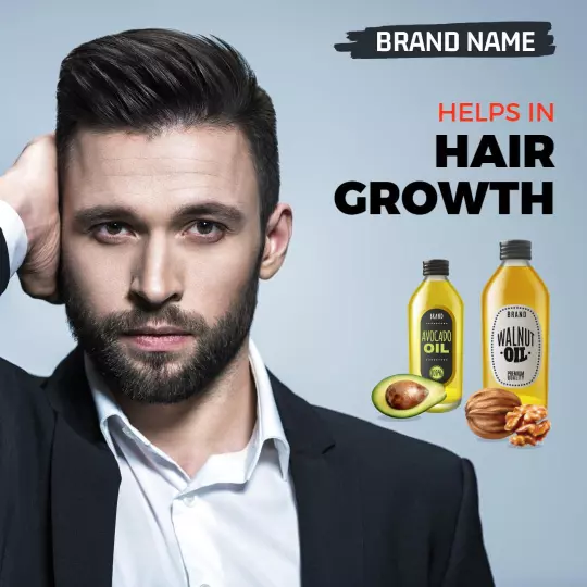 Men's Hair Growth Promotion with Avocado and Walnut Oil Ad Template