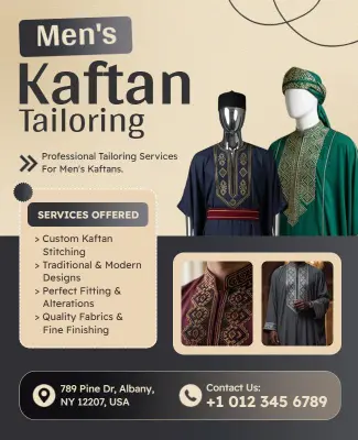Men's Kaftan Tailoring Services Flyer Template