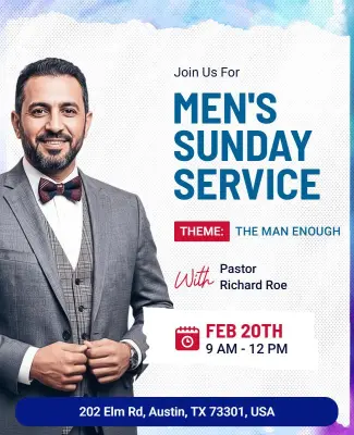 Men's Sunday Service Event Poster Template