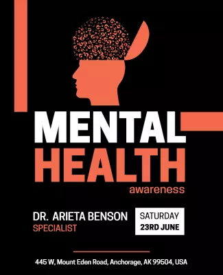 Bold Orange Mental Health Awareness Event Flyer Template