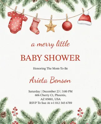 Merry Little Baby Shower Invitation Flyer Template