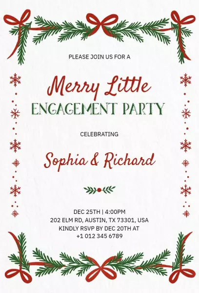Merry Little Christmas Engagement Party Invitation Template