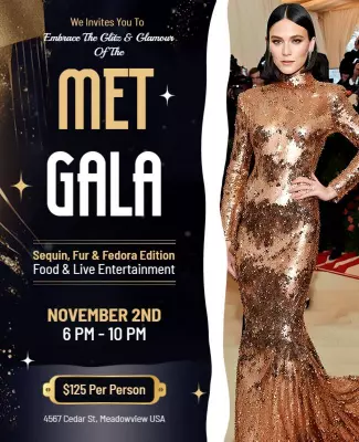 Met Gala Glamour Event Invitation Flyer Template