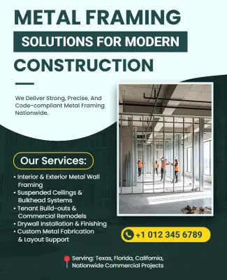 Metal Framing Construction Services Flyer Template