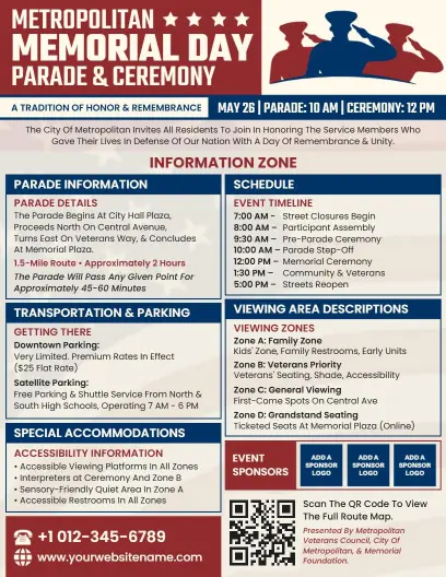 Metropolitan Memorial Day Parade Flyer Template