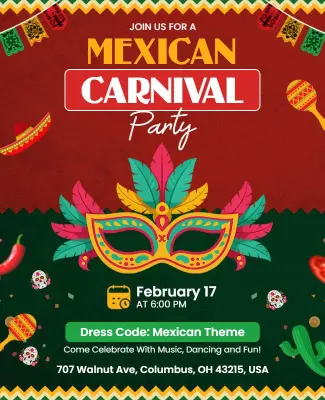 Mexican Carnival Party Celebration Flyer Template