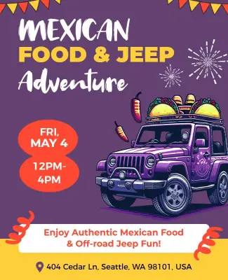 Mexican Food and Jeep Adventure Flyer Template