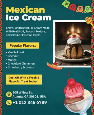 Mexican Ice Cream Flavor Promotion Flyer Template