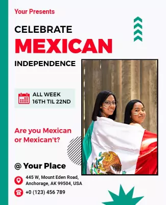 Festive Green Mexican Independence Celebration Flyer Template