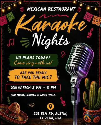 Mexican Restaurant Karaoke Nights Flyer Template
