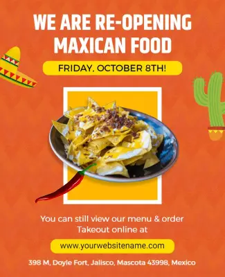 Mexican Restaurant Reopening Event Flyer Template