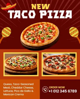 Mexican Taco Pizza Promotion Flyer Template