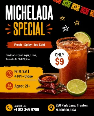 Mexican-Themed Michelada Special Night Event Flyer Template