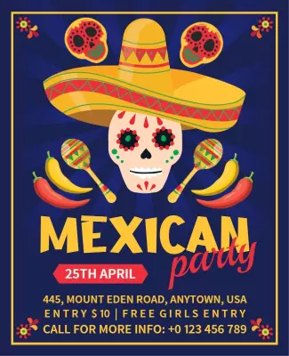 Mexican Themed Party Celebration Flyer Template