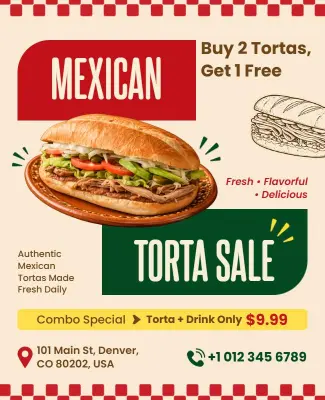 Mexican Torta Sale Promotional Flyer Template