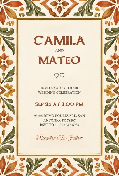 Mexican Wedding Celebration Invitation Template