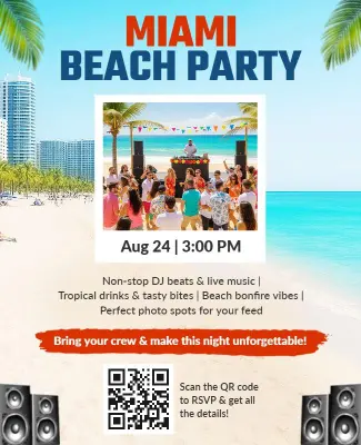 Miami Beach Party Celebration Flyer Template