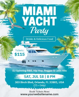 Miami Yacht Party Flyer Template