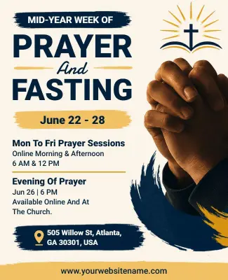 Mid-Year Prayer and Fasting Event Flyer Template