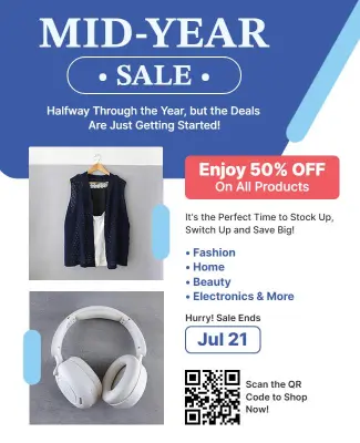 Mid-Year Sale Discount Event Flyer Template