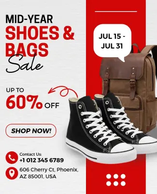 Mid-Year Shoes and Bags Sale Flyer Template