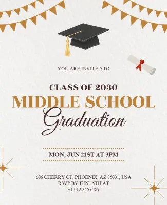 Middle School Graduation Ceremony Invitation Flyer Template