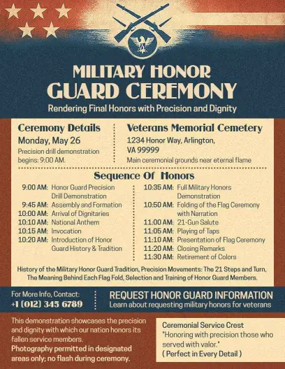 Military Honor Guard Memorial Ceremony Flyer Template