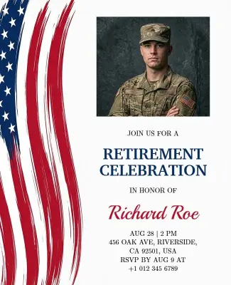 Military Retirement Celebration Invitation Flyer Template