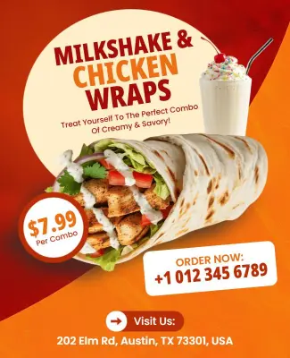 Milkshake and Chicken Wrap Combo Flyer Template